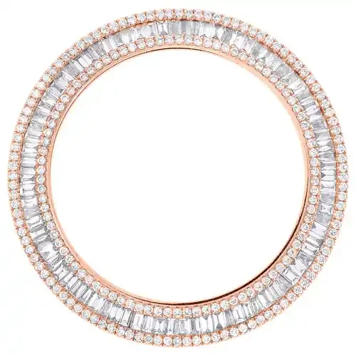 10K Rose Gold Custom 3 Row Diamond Bezel For Rolex Day-Date 36mm Watch 3.20 CT.