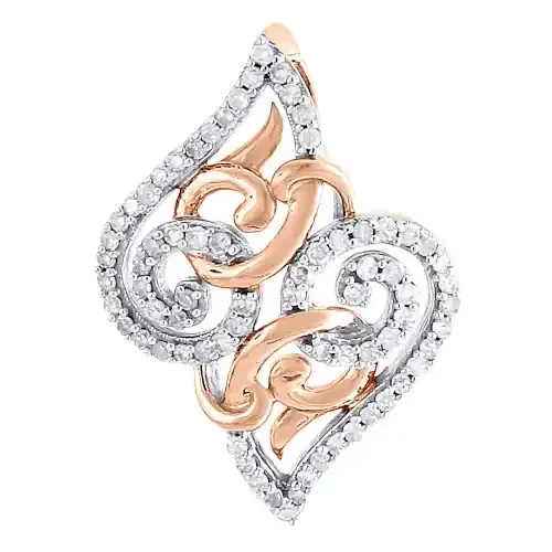 10K Rose Gold Diamond Ladies Intertwined Swirl Slide Fashion Pendant 0.20 Ct.