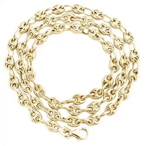 10K Yellow Gold 3D Hollow Puff Gucci Link Chain 5mm Mariner Style Necklace 20″