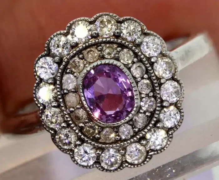 12.25CTS ART DECO DIAMOND RUBY CLUSTER RING SG-2808