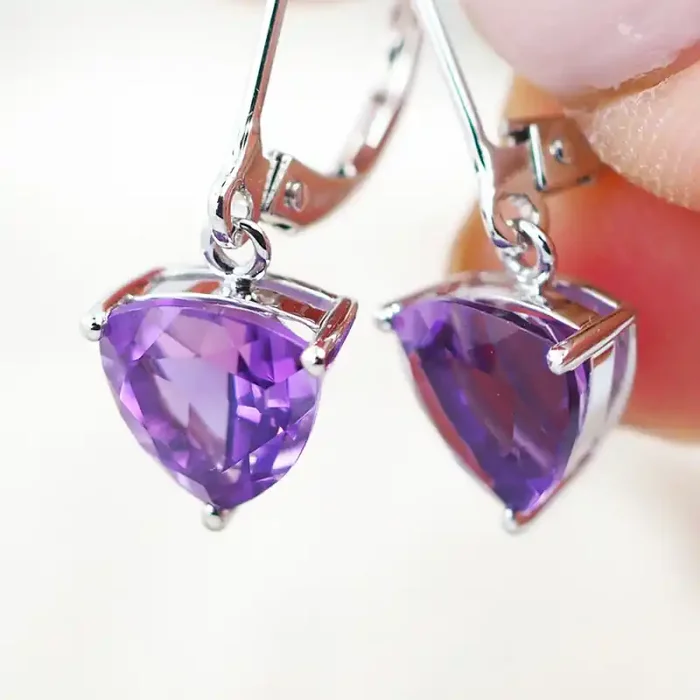 14 KW White Gold AMETHYST Earrings – F26B