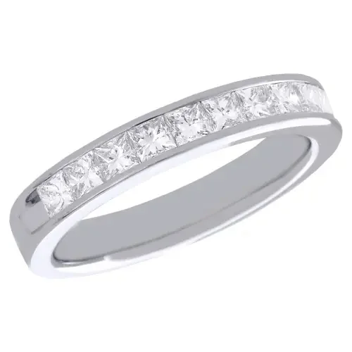 14K White Gold Princess Diamond Wedding Band 3.50mm Anniversary Ring 1 CT.