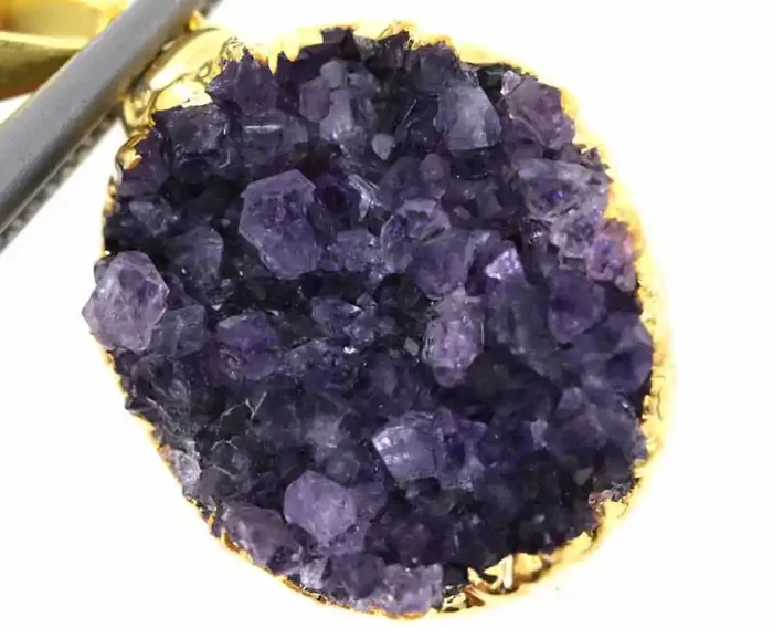 20 CTS AMETHYST CRYSTAL GOLD PLATED PENDANT SG-3101