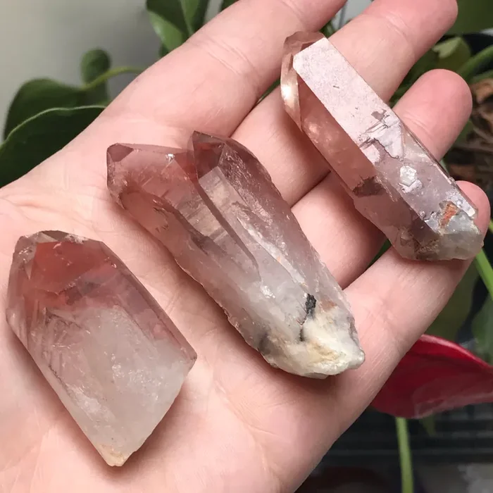 3 Ishuko Red Phantom Quartz, Hematite included Quartz from the Central Province of Zambia