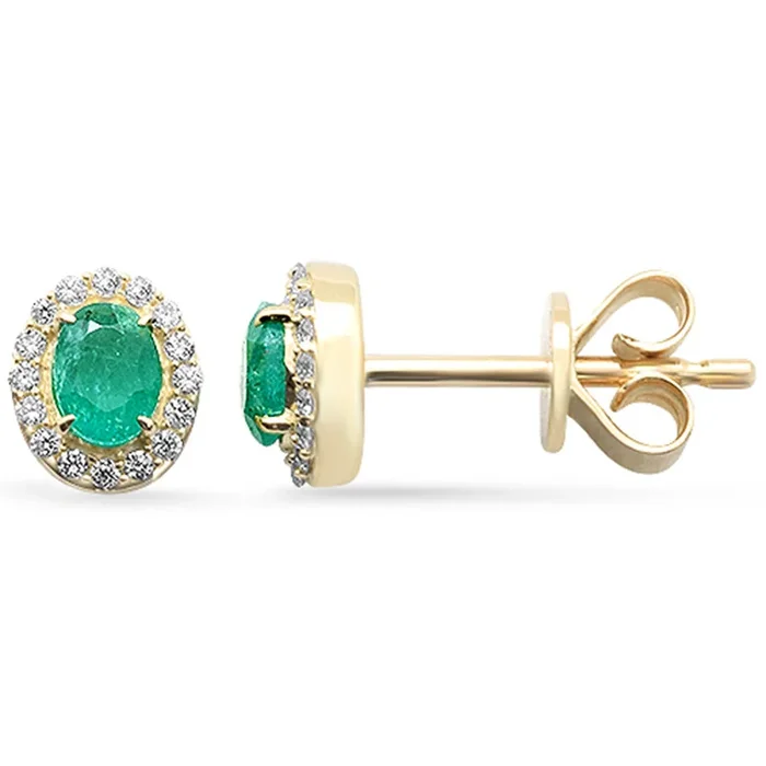 .40ct G SI 14K Yellow Gold Diamond & Emerald Gemstone Earrings