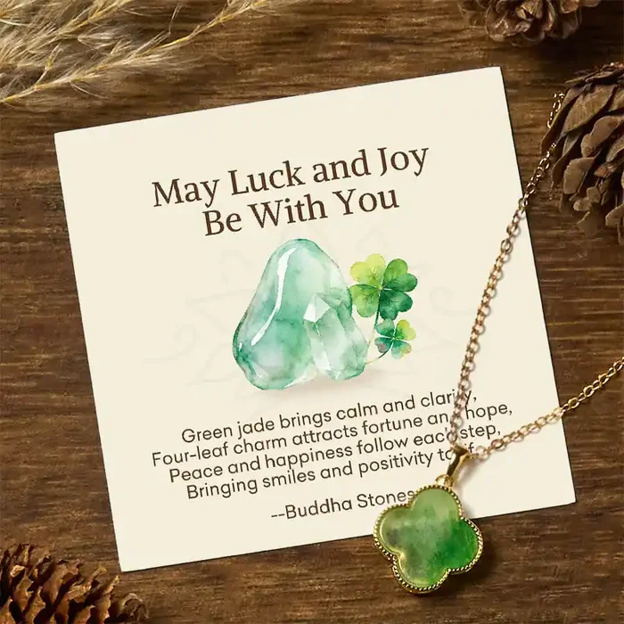 Buddha Stones “May Luck and Joy Be With You” Jade Necklace Includes Gift Message Card