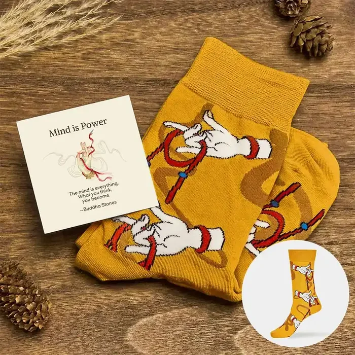 Buddha Stones “Mind is Power” Casual Buddha Hand Micro Crew Women‘s Socks Includes Gift Message Card