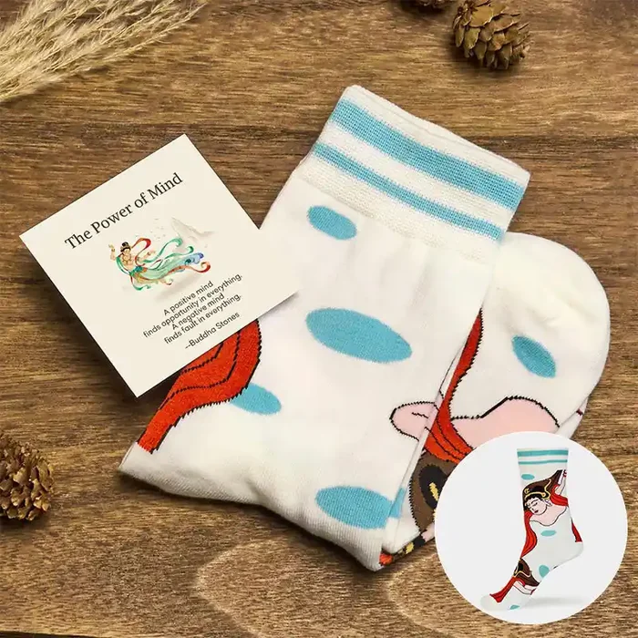 Buddha Stones “The Power of Mind” Casual Dunhuang Feitian Women‘s Socks Includes Gift Message Card