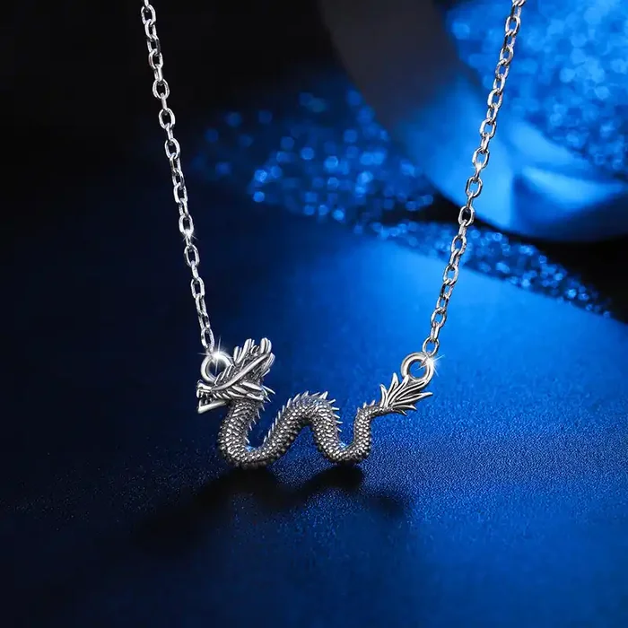Buddha Stones 925 Sterling Silver Year Of The Dragon Auspicious Dragon Protection Chain Necklace Pendant(Extra 30% Off USE CODE FS30)