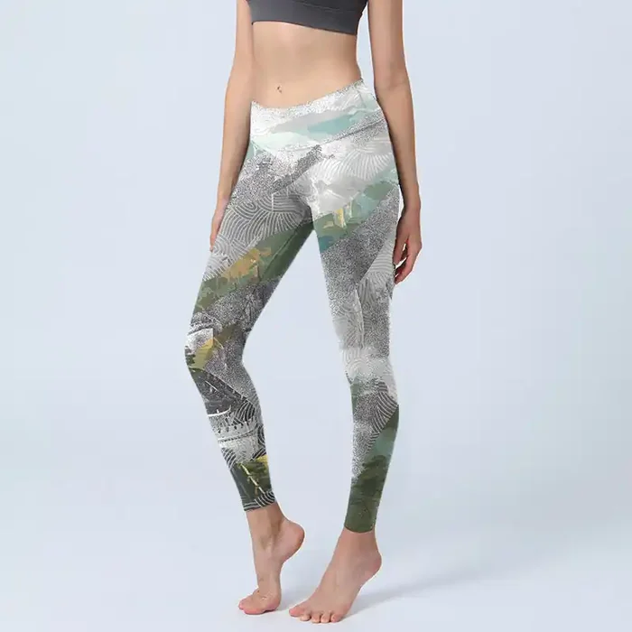 Buddha Stones Ancient Style Great Wall Print Sports Fitness Leggings Women‘s Yoga Pants