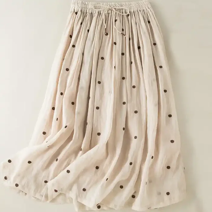 Buddha Stones Artistic Vintage Dot Pattern Women‘s Pleated Skirt