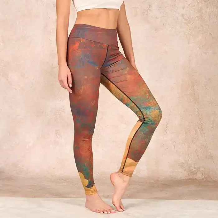 Buddha Stones Auspicious Clouds Print Lycra Fabric Fitness Leggings Women‘s Yoga Pants
