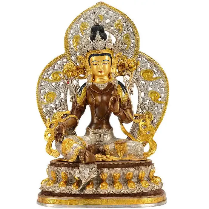 Buddha Stones Bodhisattva Green Tara Hope Copper Statue Decoration