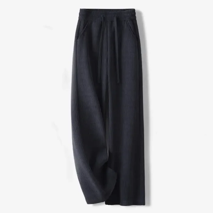 Buddha Stones Casual Solid Color Women‘s Wide Leg Corduroy Cotton Fleece-Lined Pants With Pockets