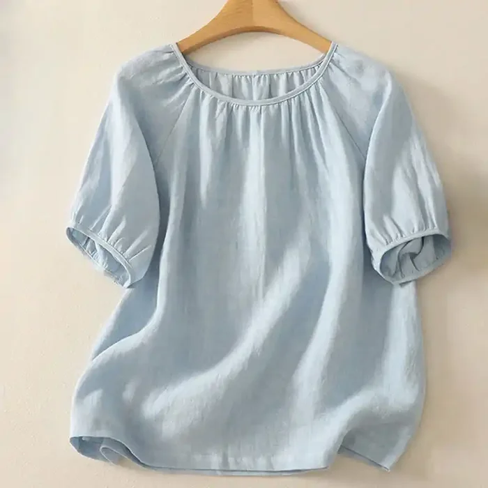Buddha Stones Casual Summer Plain Crew Neck Cotton Women‘s Short Sleeve T-Shirt