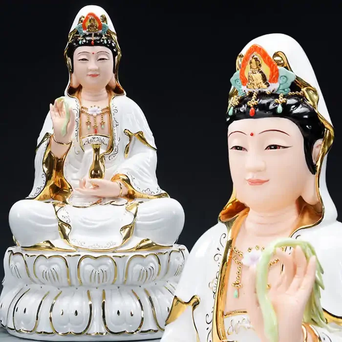 Buddha Stones Chenrezig Bodhisattva Avalokitesvara Success Ceramic Statue Home Decoration