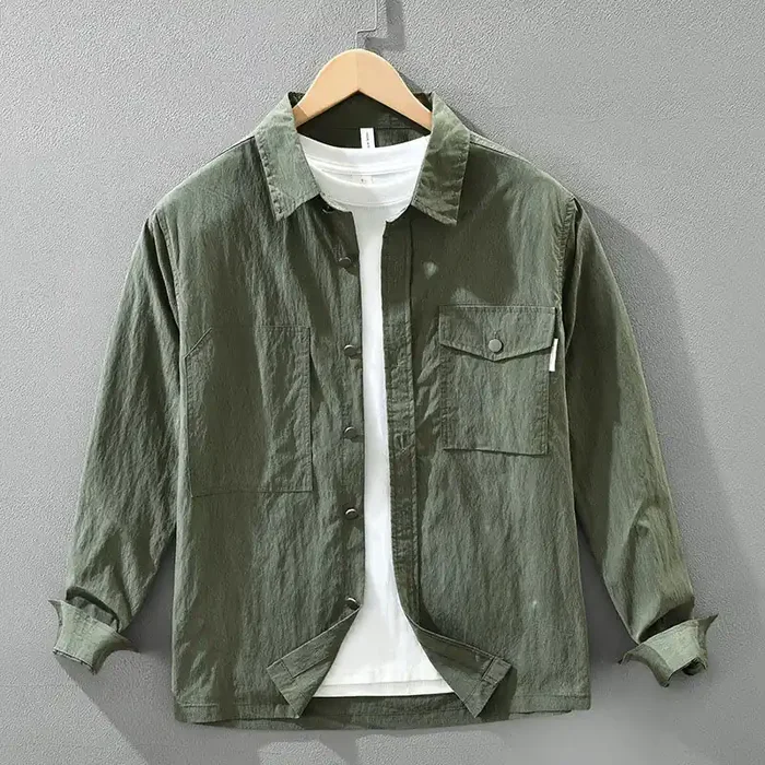 Buddha Stones Daily Long Sleeve Buttons Simple Design Men‘s Shirt With Pockets