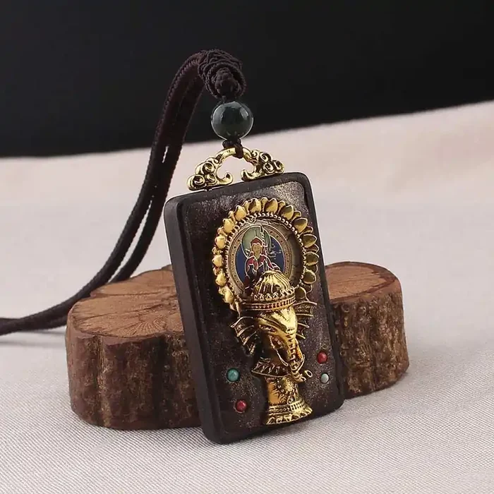Buddha Stones Ebony Wood Elephant God of Fortune Buddha Blessing Necklace String Pendant