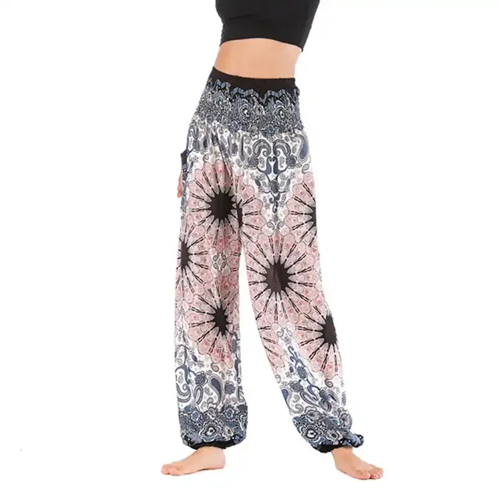 Buddha Stones Geometric Mandala Pattern Loose Harem Trousers High Waist Women‘s Yoga Pants