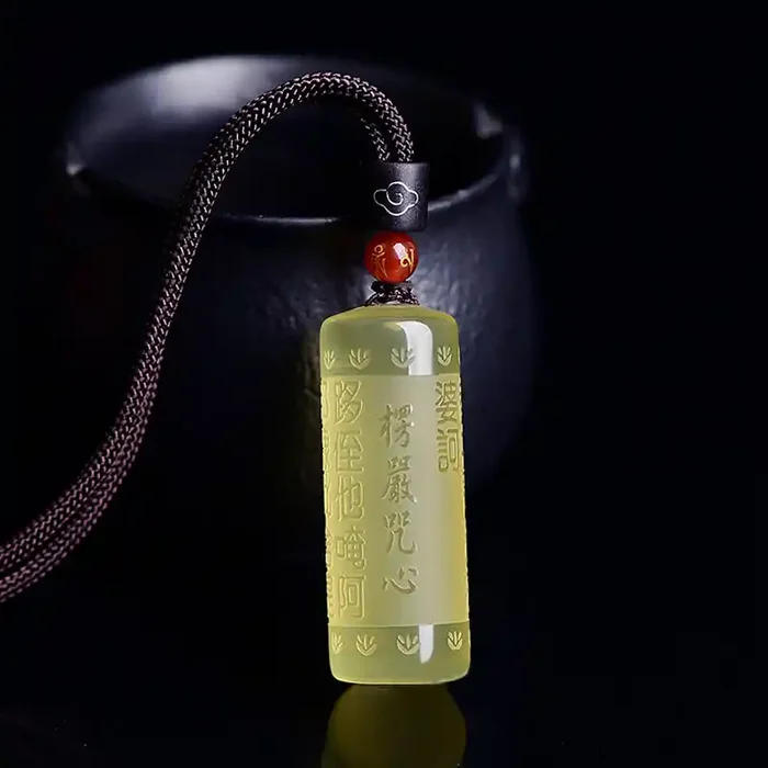 Buddha Stones Heart Sutra Citrine Happiness Strength Necklace Pendant