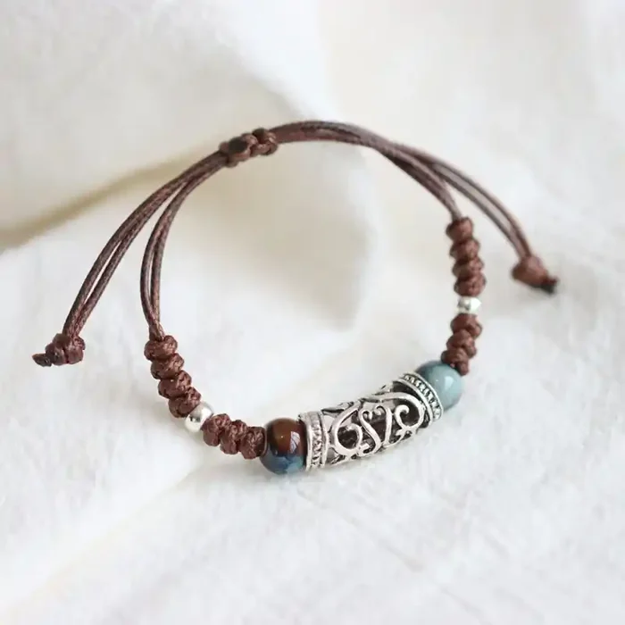 Buddha Stones Tibet Ceramic Bead Wealth String Bracelet