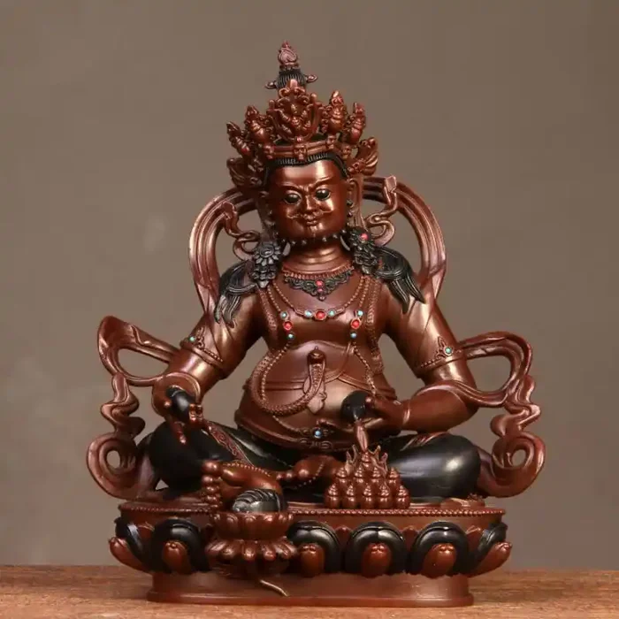 Buddha Stones Yellow Jambhala Bodhisattva Figurine Compassion Copper Statue Home Office Decoration