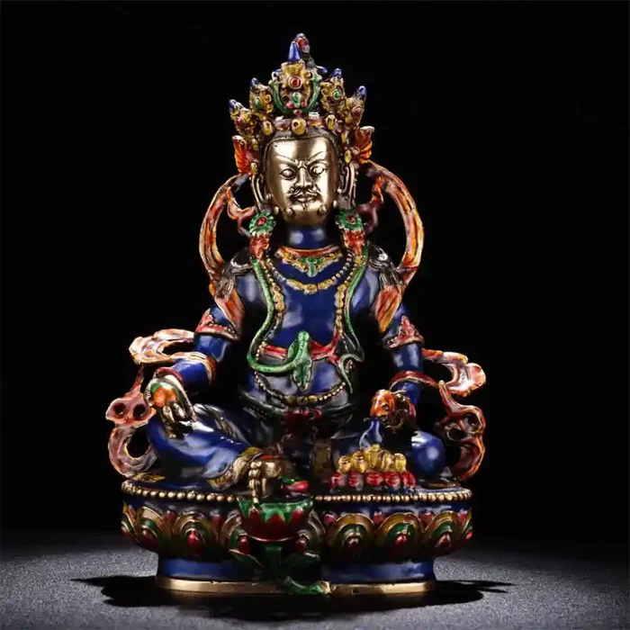 Buddha Stones Yellow Jambhala Bodhisattva Figurine Serenity Copper Statue Home Decoration