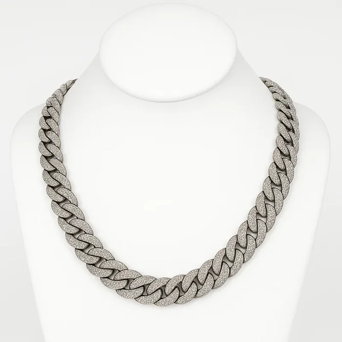 DIAMOND CLOSEOUT! 18mm 37.0ct G SI 14K White Gold Diamond Cuban Link Chain 22″