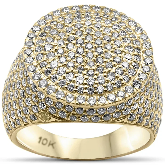 DIAMOND CLOSEOUT! 4.03ct G SI 10K Yellow Gold Round Diamond Men’s Ring Size 10