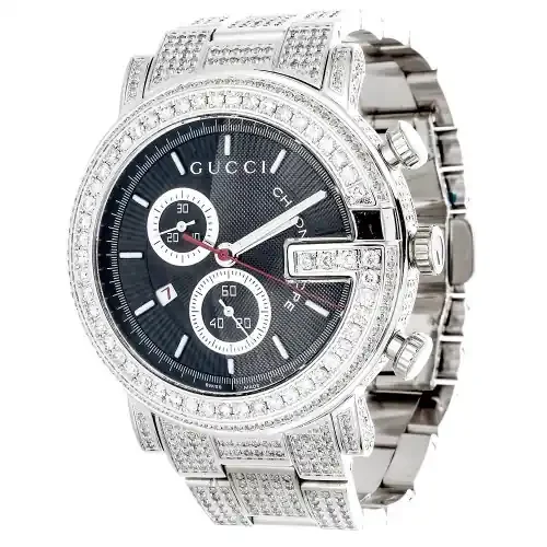 Diamond Gucci 44mm Case YA101309 Watch 9.50 Ct New Custom Mens 101 G Real White