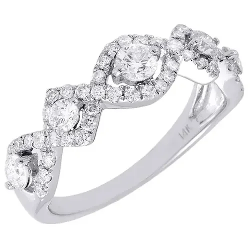 Diamond Infinity Wedding Band Ladies White Gold Round Anniversary Ring 0.84 Tcw.