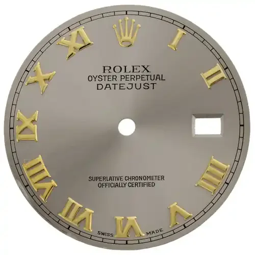 Factory Original Rolex DateJust 36mm Quick Set Gray Slate Roman Dial Ref. 16013