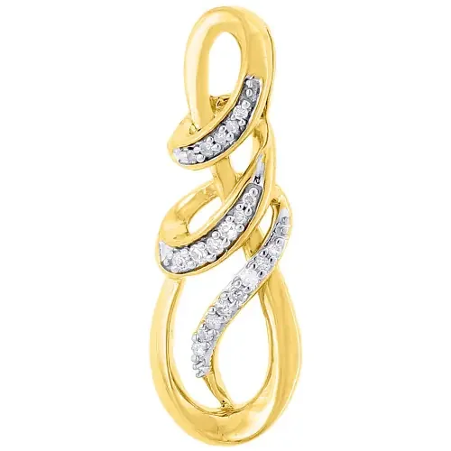 Infinity Loop Design Diamond Pendant Yellow Gold Charm 0.10 CT.