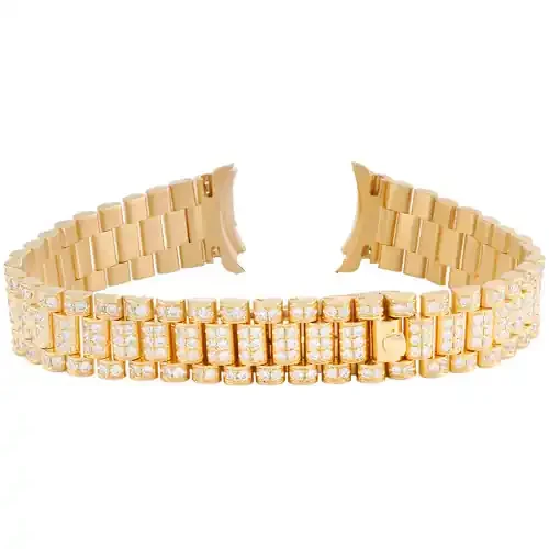 Ladies 18K Yellow Gold President Diamond Watch Band for Rolex DateJust 4.83 CT.