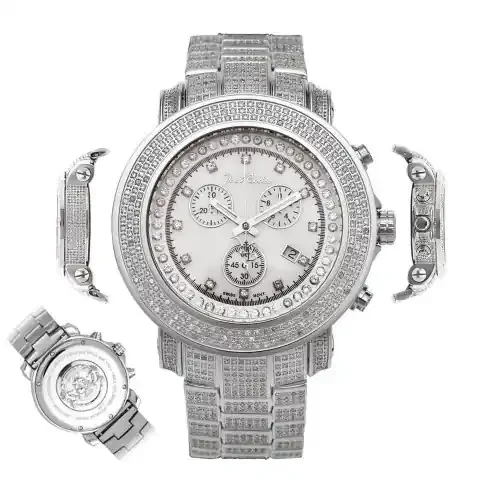 Men‘s Diamond Watch Joe Rodeo Junior JJU304 11.50 Ct Chronograph White Dial