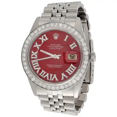 Mens 36mm Rolex DateJust 1601 Diamond Watch Jubilee Red Roman Numeral 2.75 CT.