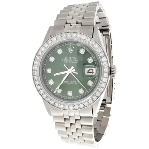 Mens Rolex 36mm DateJust 16014 Diamond Watch Jubilee Band Dark Green Dial 2 CT.
