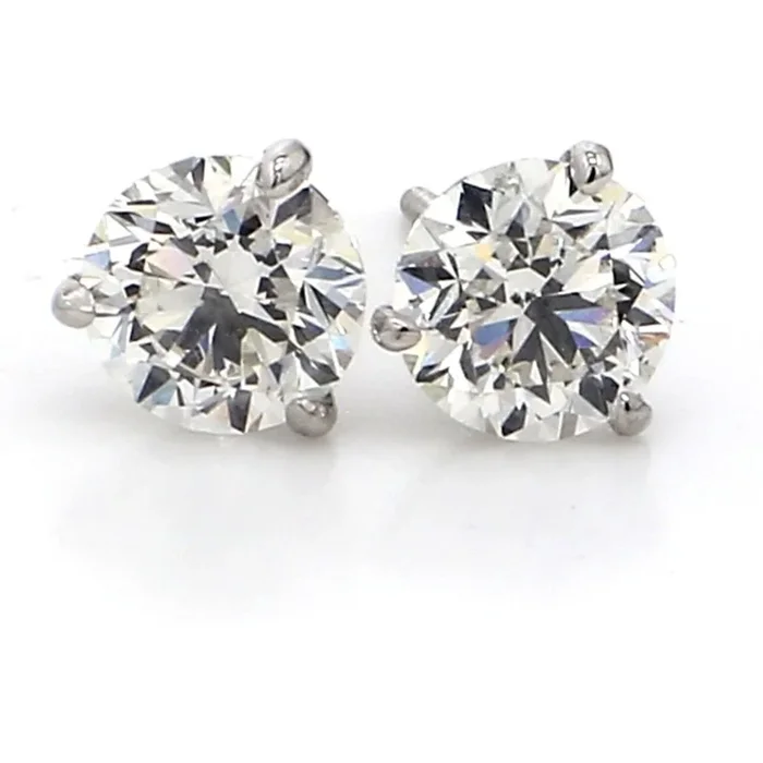 Ninacci 14K White Gold 1.80 Carat Total Diamond Weight Screw Back Martini Style Diamond Stud Earrings