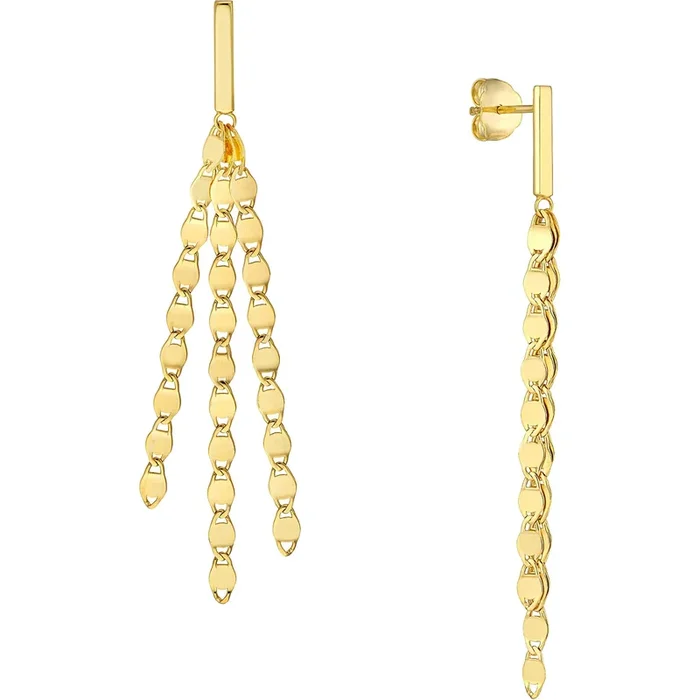 Olas d’Oro Earrings – 14K Yellow Gold Multi-Strand Valentino Chain Dangle Earrings
