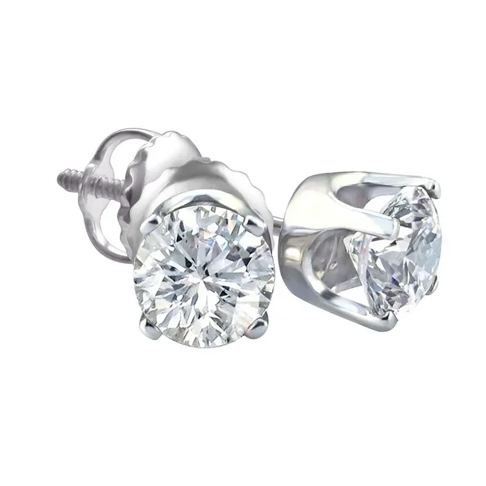 Premiere 1-1/2 CTW Natural Diamond Solitaire Stud Earrings in 14KT White Gold