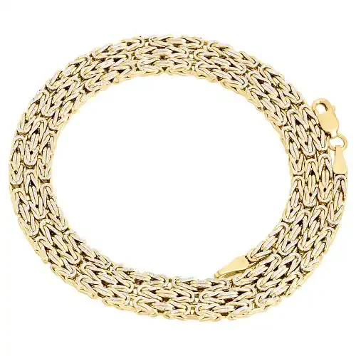 Real 10K Yellow Gold Diamond Cut Byzantine Link Chain 2.50mm Necklace 20-30 Inch
