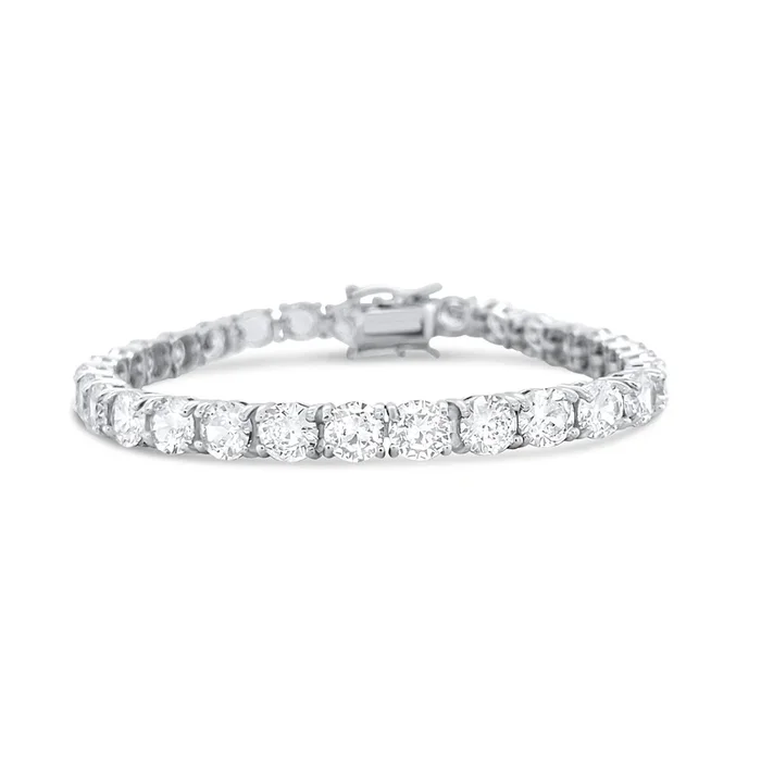 RHODIUM PLATED STERLING SILVER 5MM CZ TENNIS BRACELET