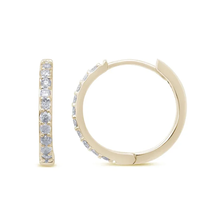 SPECIAL!.27ct 14k Yellow Gold Diamond Hoop Huggie Earrings