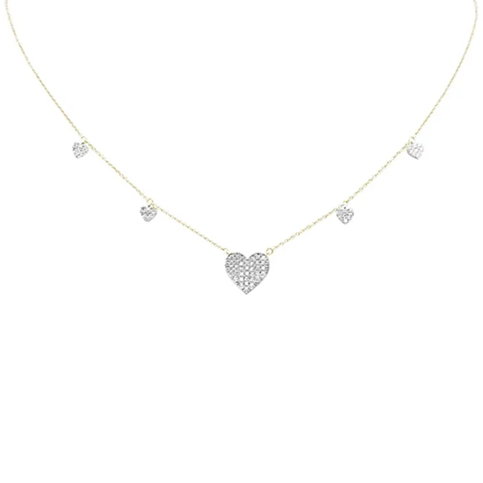 SPECIAL! .34ct G SI 14K Yellow Gold Diamond Heart Shaped Pendant Necklace 16+2″ EXT Long