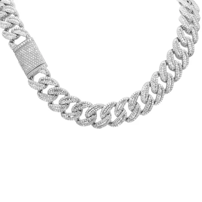 SPECIAL! 7MM 8.26ct G SI 14K White Gold Round & Baguette Diamond Cuban Necklace 20″ Long