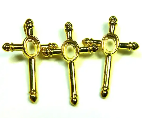 THREE GOLD STERLING SILVER CROSS TO TAKE 6X4MM MLF2