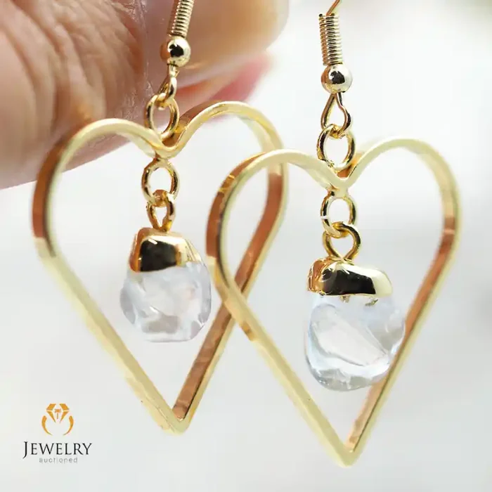 Tumbled beautiful Crystal gemstone Heart shape earrings BR 182