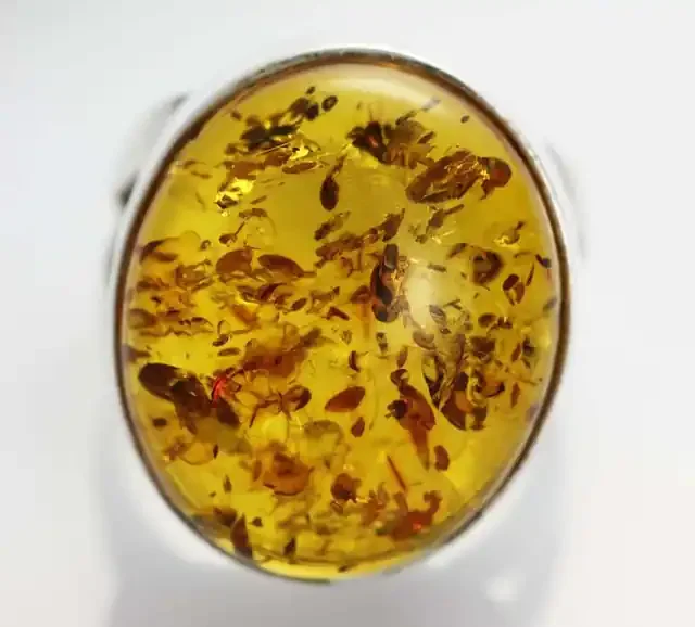 UNISEX AMBER SILVER RINGS 9 SIZE 60.25 CTS [SJ532]