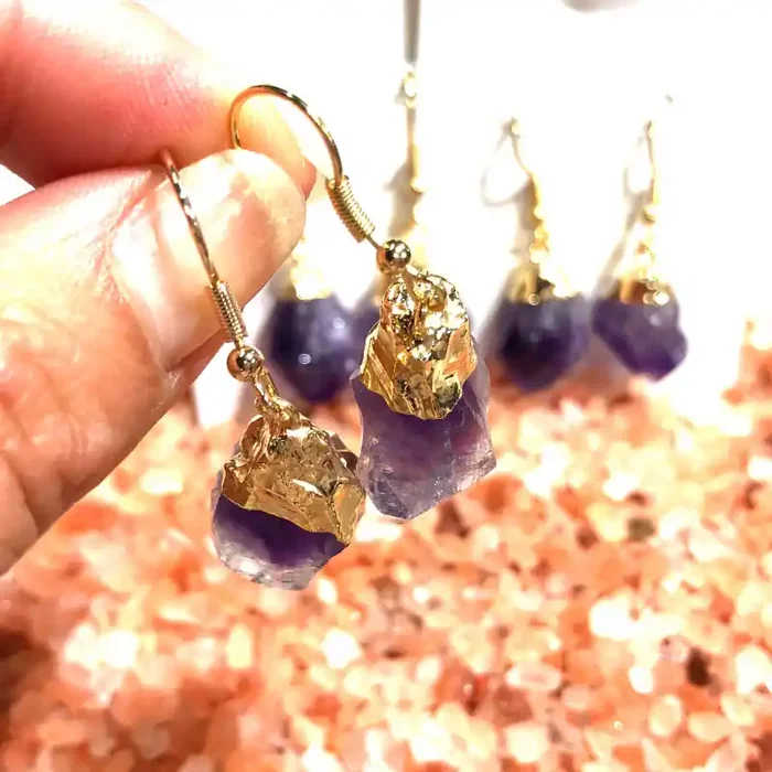 x3 Terminated Point Amethyst Drop Earrings BR 434