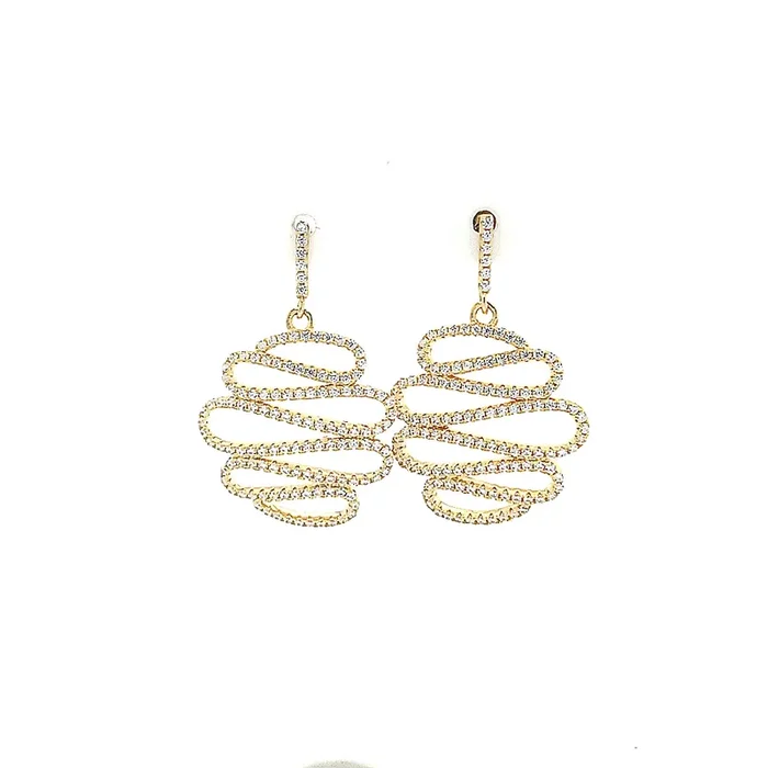 YELLOW GOLD PLATED STERLING SILVER AND CZ DESIGN EARRINGS